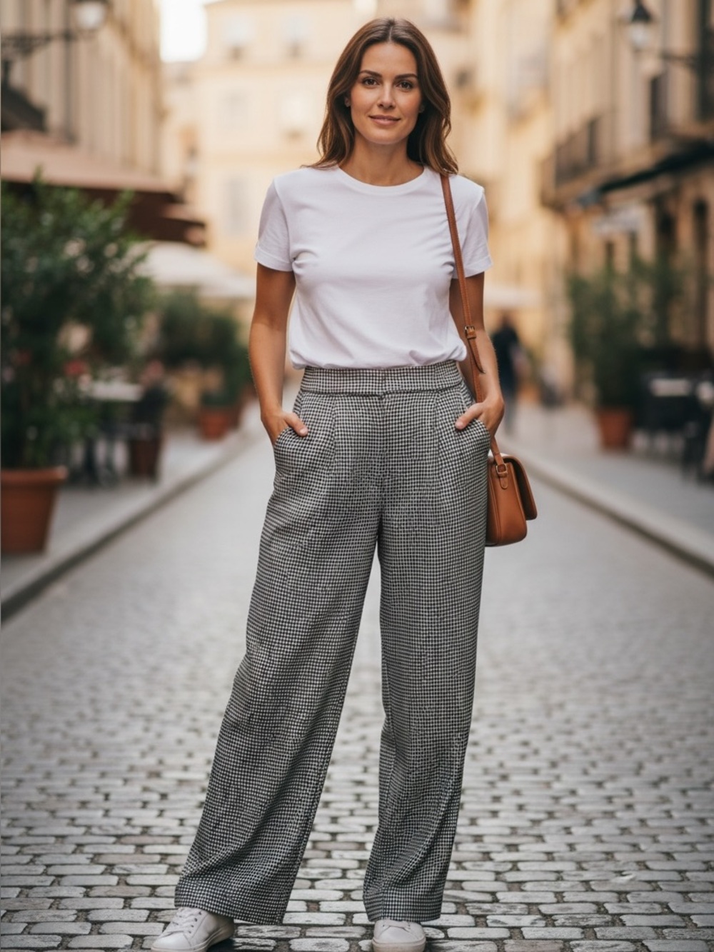 Women’s Black & White Check Dress Pants